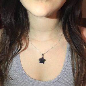 Sterling Silver Blue Sandstone Star Necklace